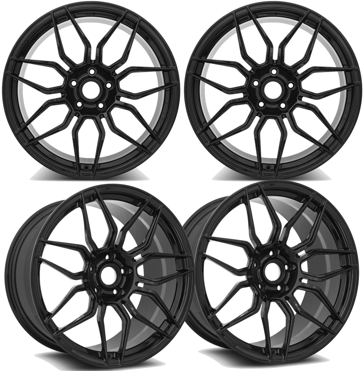 20-23+ C8 Corvette F024 19x8.5" & 20x11" Forged Wheels Front & Rear Carbon Flash