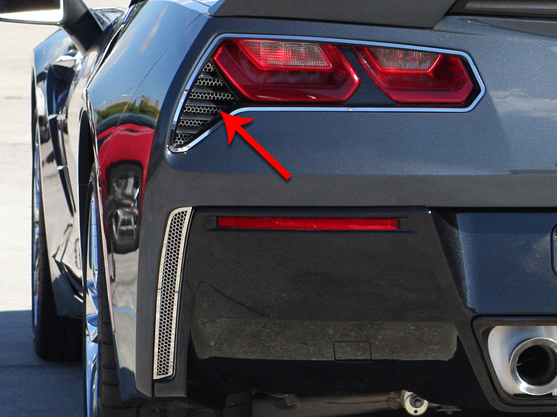 2014 C7 Corvette Stingray Taillight Grilles Matrix Series Alumi-Steel 2Pc Polished