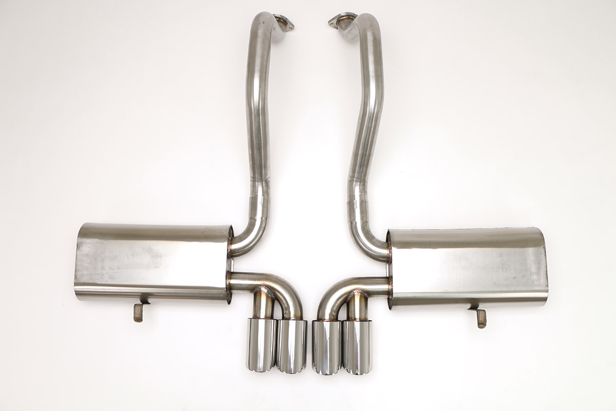 Chevy C5 Corvette Route 66 Exhaust (Round Tips) Billy Boat Exhaust 3'' Quad Rnd Tips