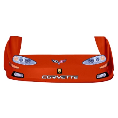 Dirt Track C6 Corvette OLD Style Race Car Body, Molded Plastic Nose, Fenders and Graphics, Orange