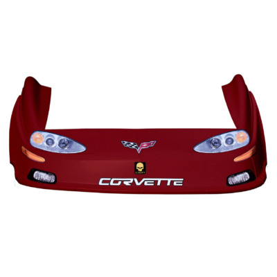 Dirt Track C6 Corvette OLD Style Race Car Body, Molded Plastic Nose, Fenders and Graphics, Red