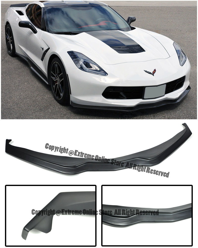 C7 Corvette  2014- All Trim Models Z06's Z07 Stage 2 Style Unpainted Black Front Lip ABS Plastic