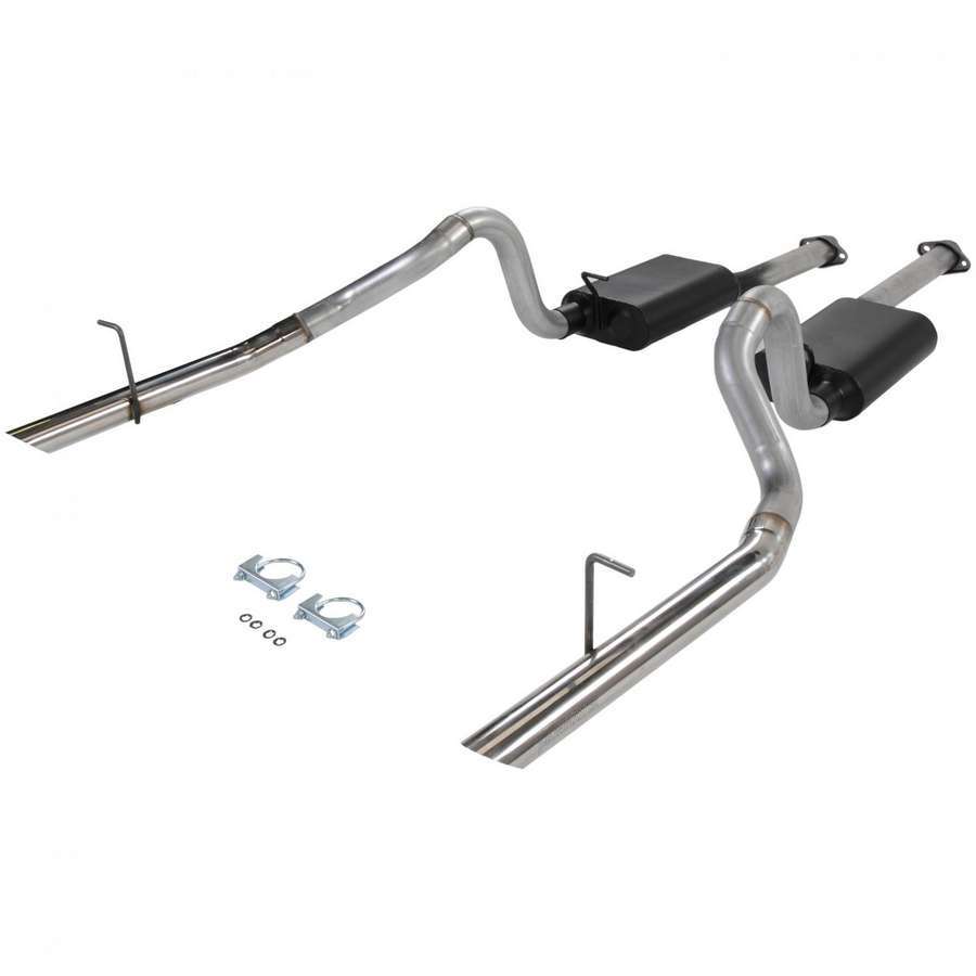 Flowmaster Exhaust System, American Thunder, Cat-Back, 2-1/2" Tailpipe, 2-1/2" Tips, Steel, Aluminized, Ford Mustang 1994
