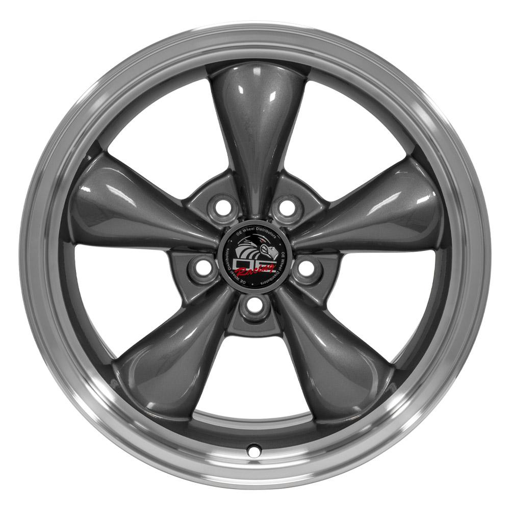 17" Replica Wheel fits Ford Mustang,  FR01 Machined Lip Anthracite 17x8