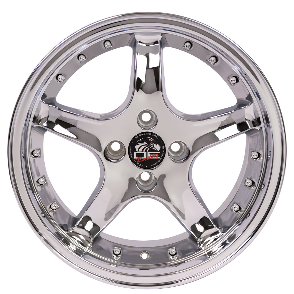 17" Replica Wheel fits Ford Mustang,  FR04A Chrome 17x8