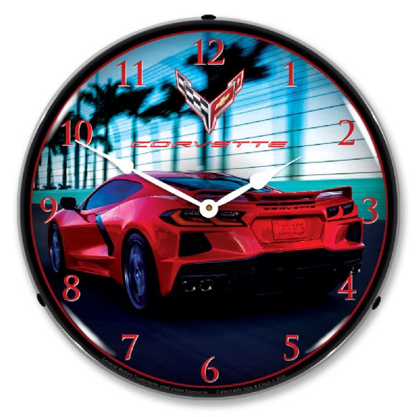 C8 Corvette Competitor View LED Wall Clock 14"