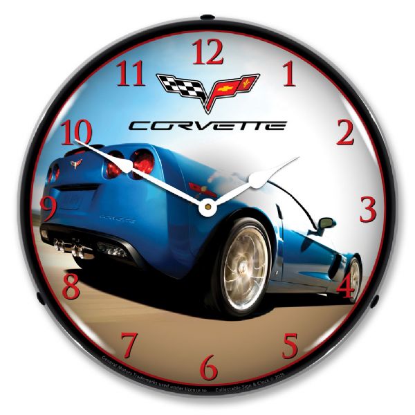 C6 Corvette Z06 LED Wall Clock 14"