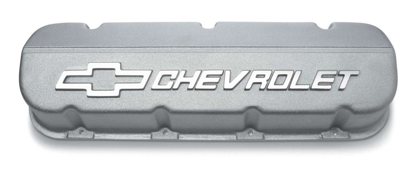 GM Performance, Valve Cover,  Stock Height,  Chevrolet Logo,  Aluminum,  Natural,  Big Block Chevy,  Pair