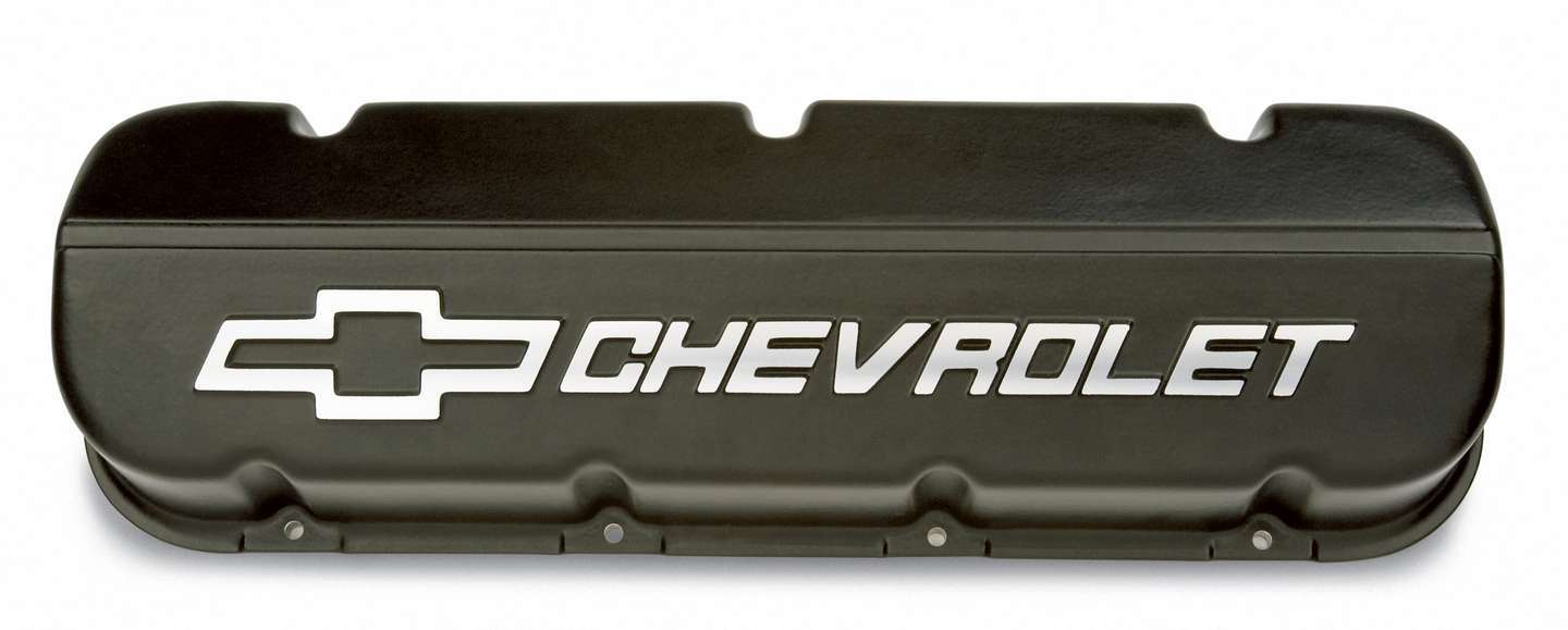 GM Performance, Valve Cover,  Competition,  Stock Height,  Chevrolet Logo,  Aluminum,  Black Powder Coat/Brushed,  Big Block C