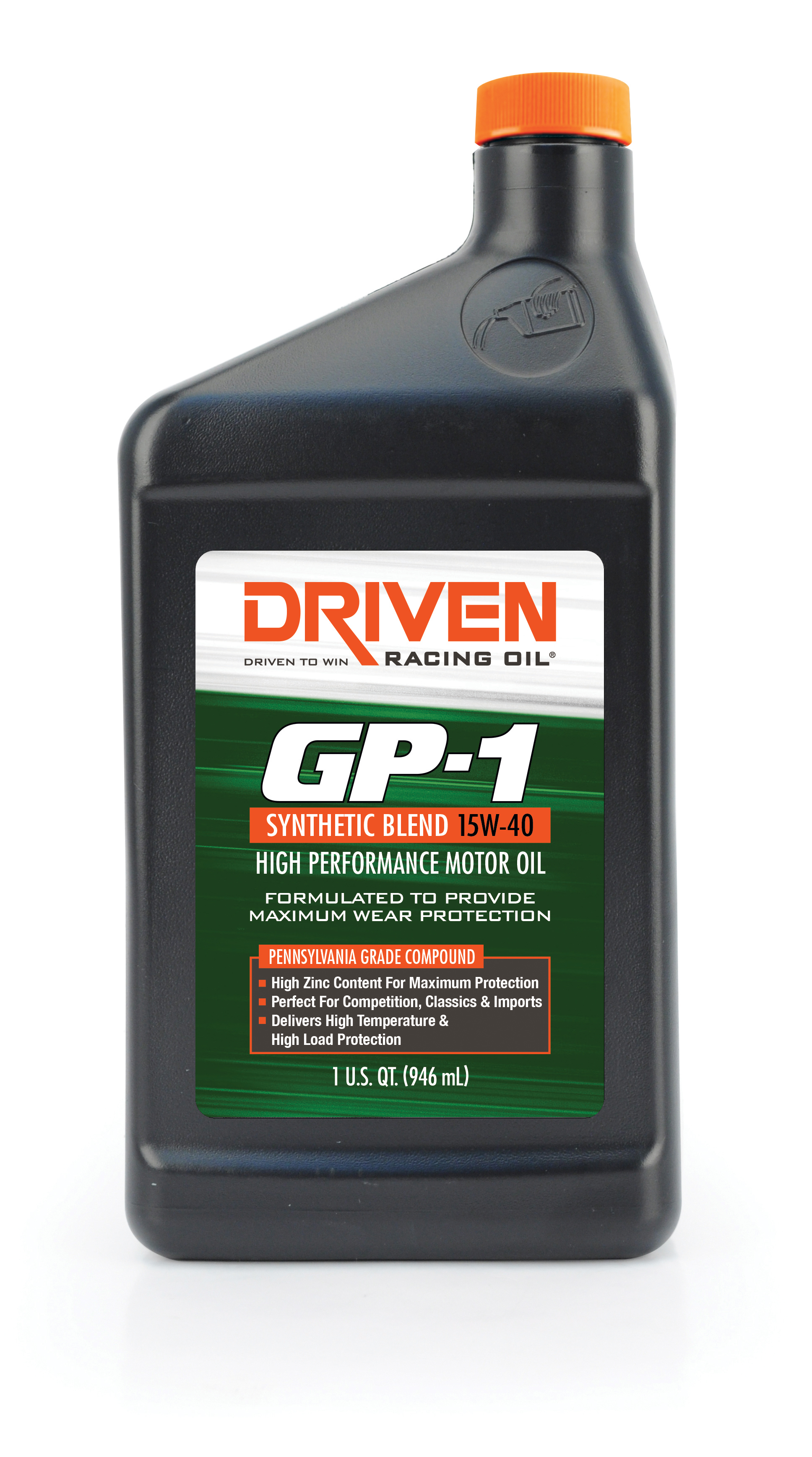 Driven GP1 15W-40 Synthetic Blend Racing Oil - 1 Quart Bottle 19406