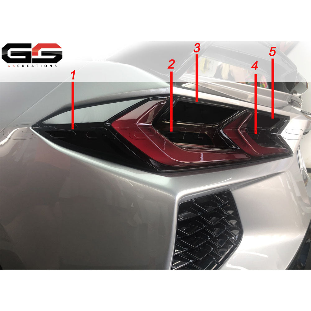 C8 Stingray, Z51 Corvette Rear Tail Light Reflector & Reverse Light Blackouts Sm