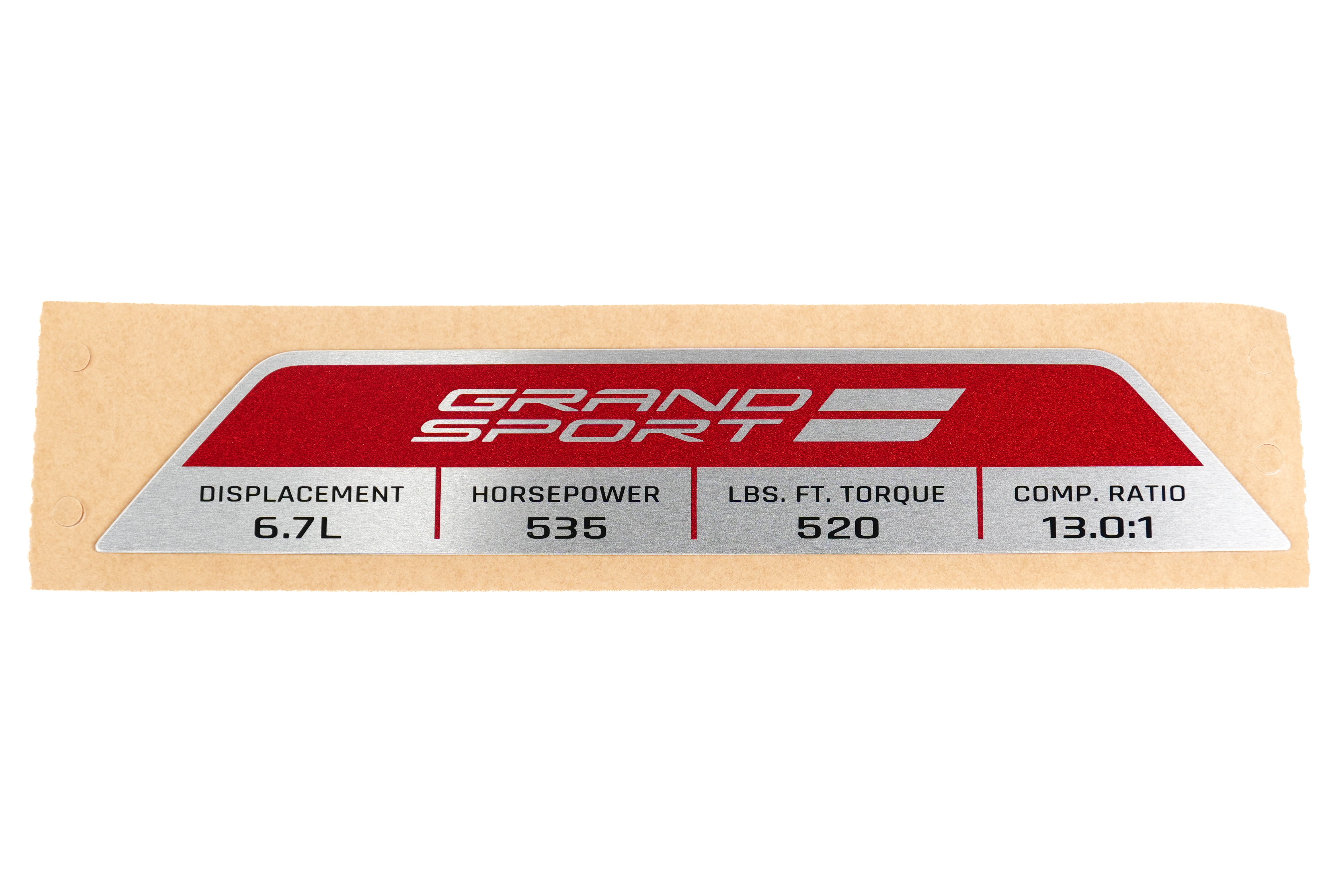 2027 C8 Corvette Grand Sport LS6 Engine Spec Plaque