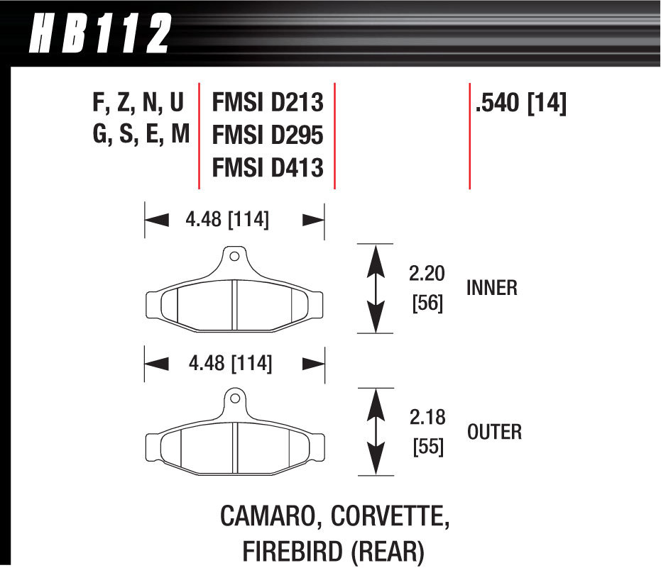 HAWK BRAKE Performance Street Brake Pads, Rear, GM F-Body/ Corvette, Set of 4