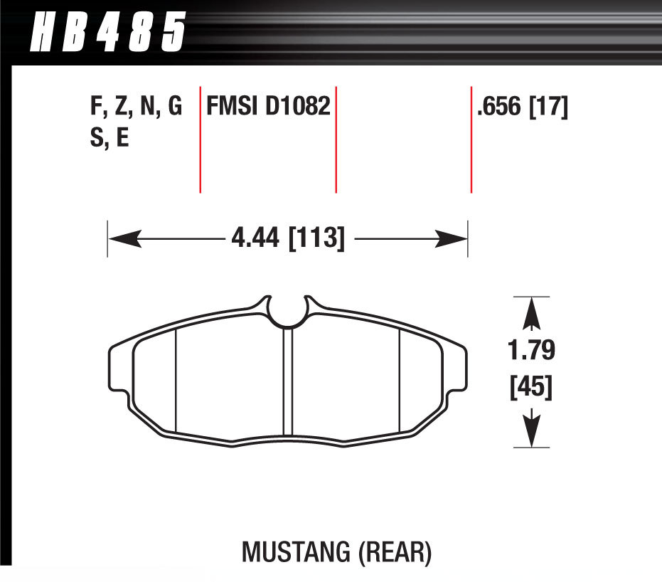 HAWK BRAKE Performance Street Brake Pads, Rear, Mustang 2005-10, Set of 4