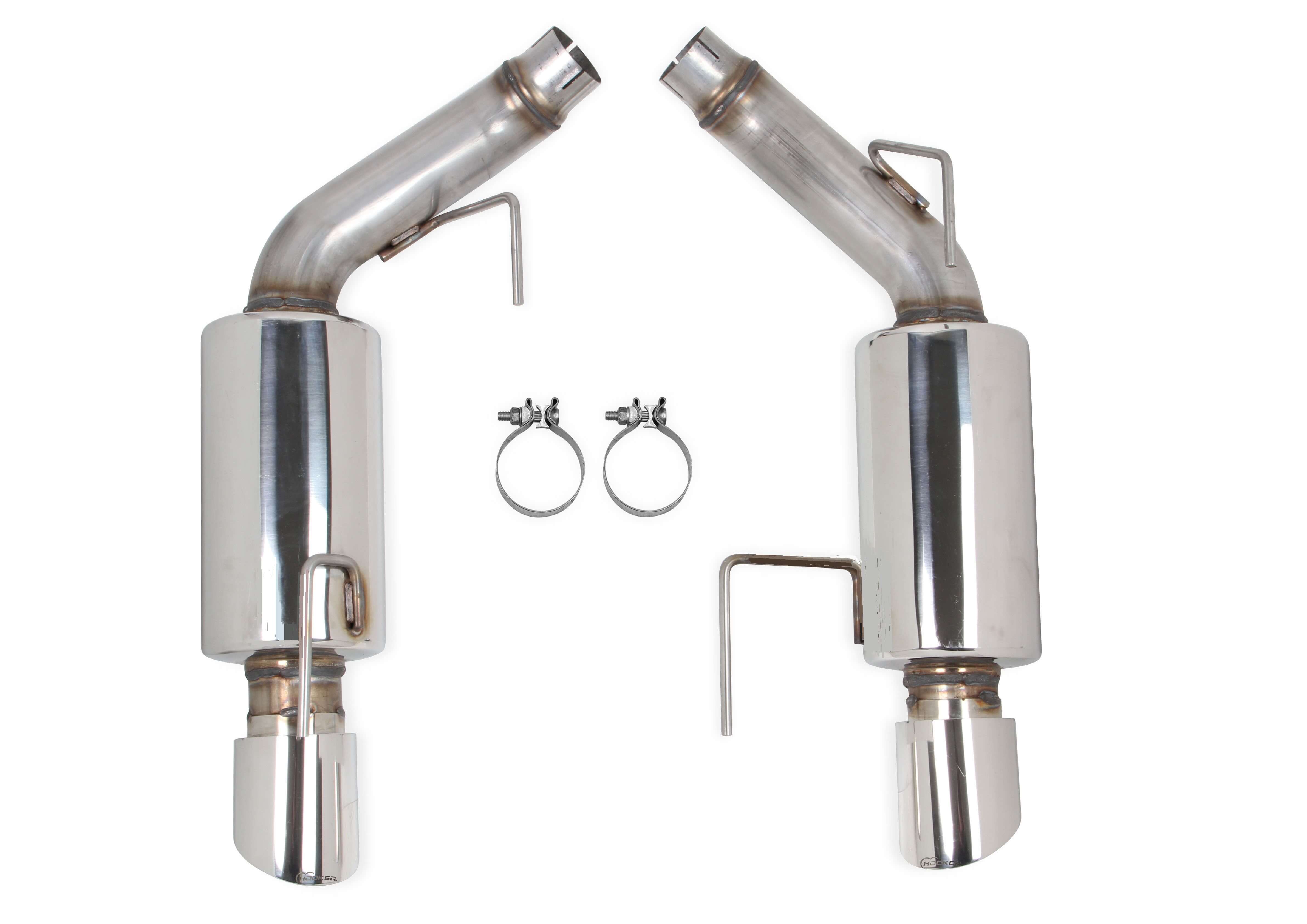 Hooker Exhaust System, Blackheart, Axle Back, 3" Tailpipe, 4" Tips, Stainless, Polished, V8, GT, Ford Mustang 2005-09