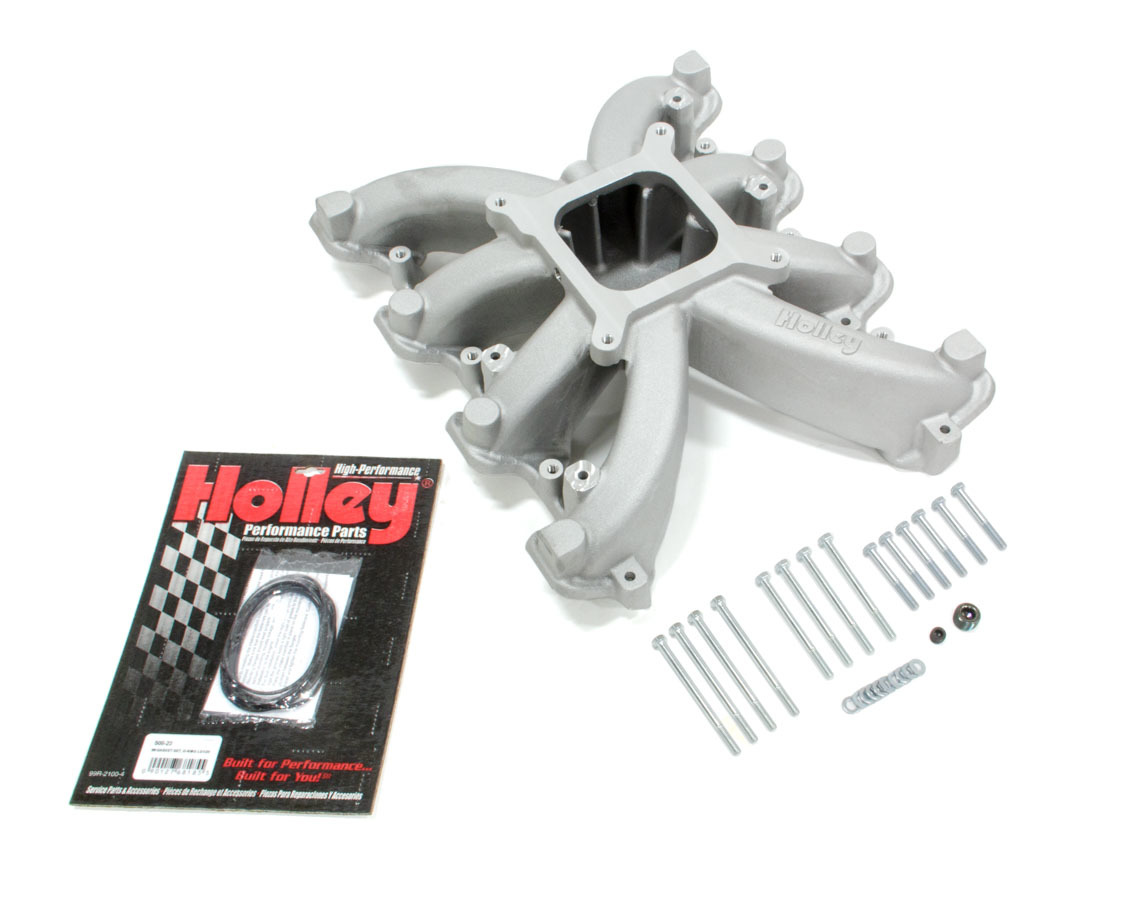 Intake Manifold, LS Mid-Rise Carb, Square Bore, Single Plane, Aluminum, Natural, LS3 / L92, GM LS-Series, Each