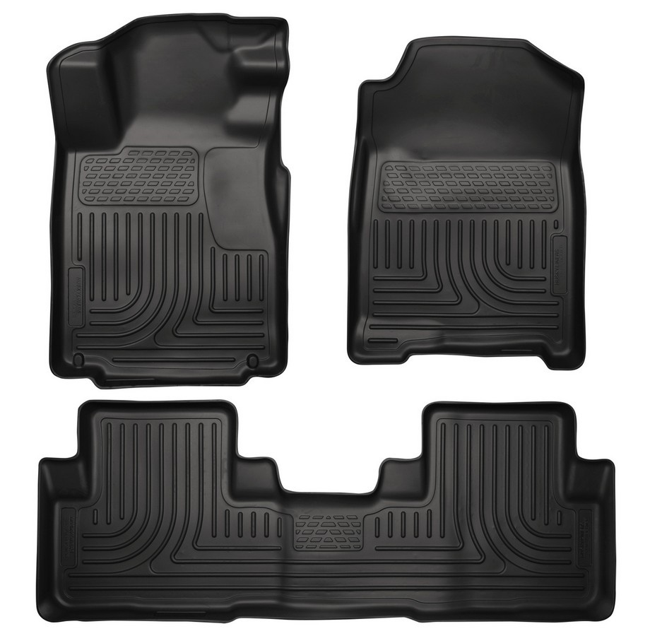 HUSKY LINERS Floor Liner, Weatherbeater, Front and 2nd Row, Plastic, Black, Ford Mustang 2010-14, Kit