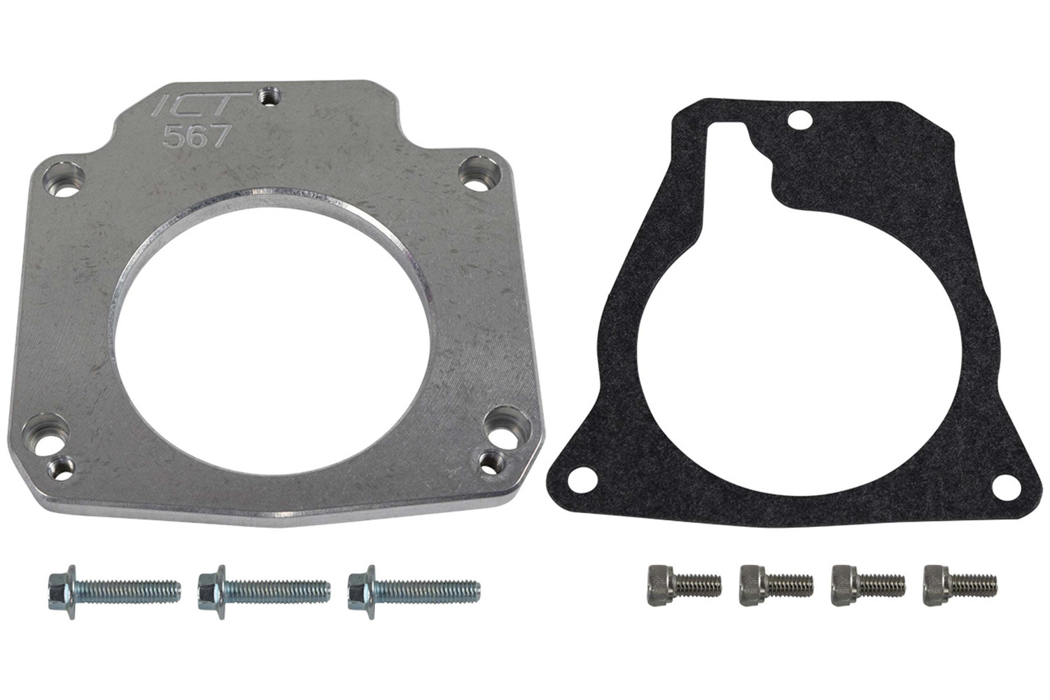 ICT BILLET Throttle Body Adapter, 3/8 in Thick, Gasket/Hardware, Aluminum, Natur