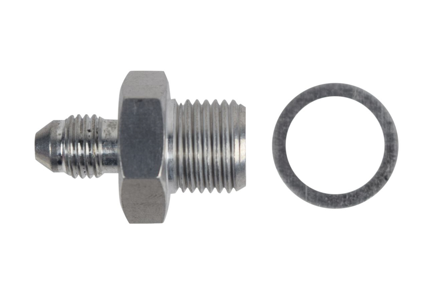 ICT BILLET Fitting, Adapter, Straight, 16 mm x 1.5 Male to 4 AN Male, Crush Wash