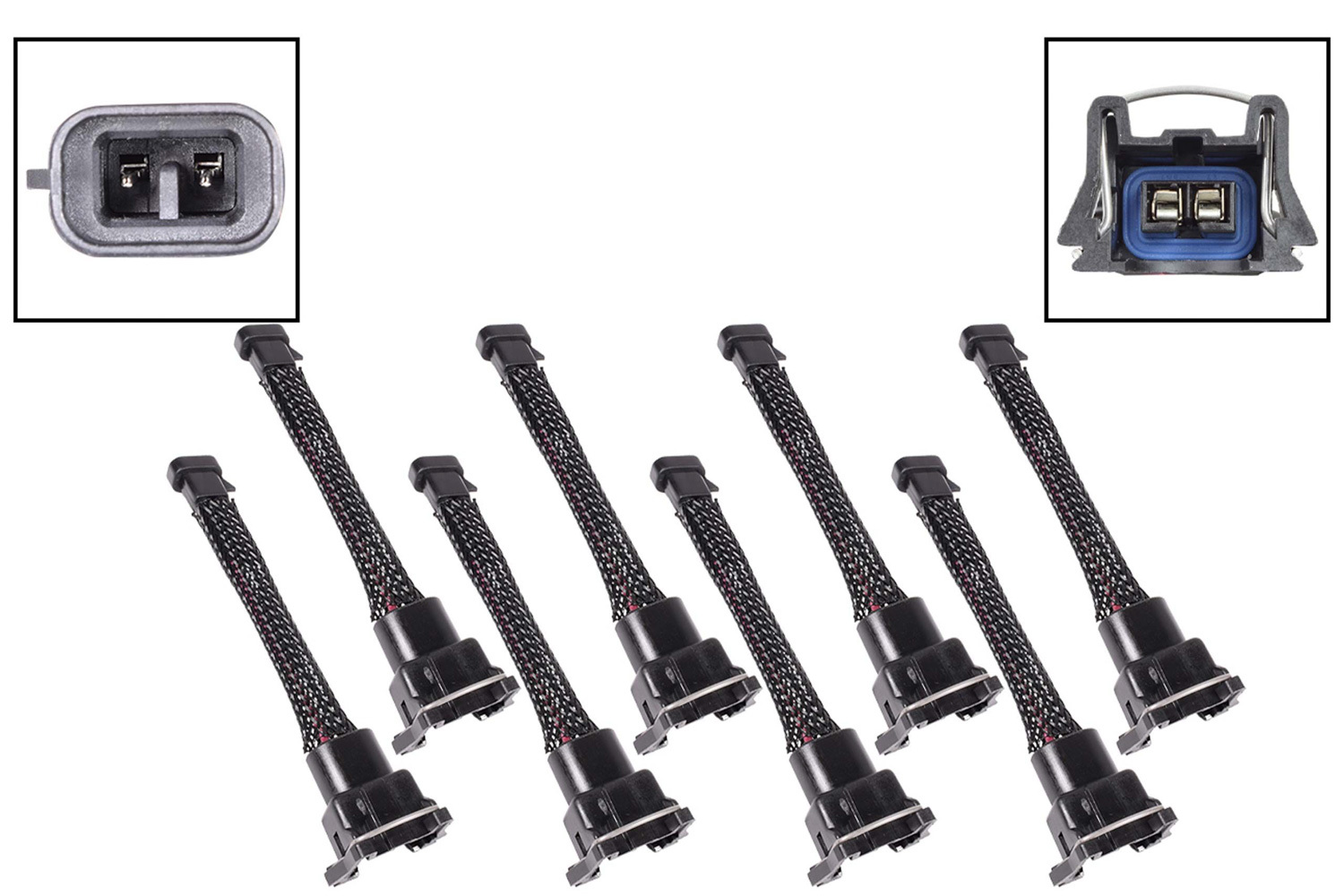 ICT BILLET Fuel Injector Harness Adapter, Mini Delphi Multec 2 to EV1, Set of 8