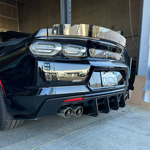 Camaro 19-24 Diffuser - LS/LT/SS w/ Dual Tip Stock Muffler -  Raw Aluminum Panel