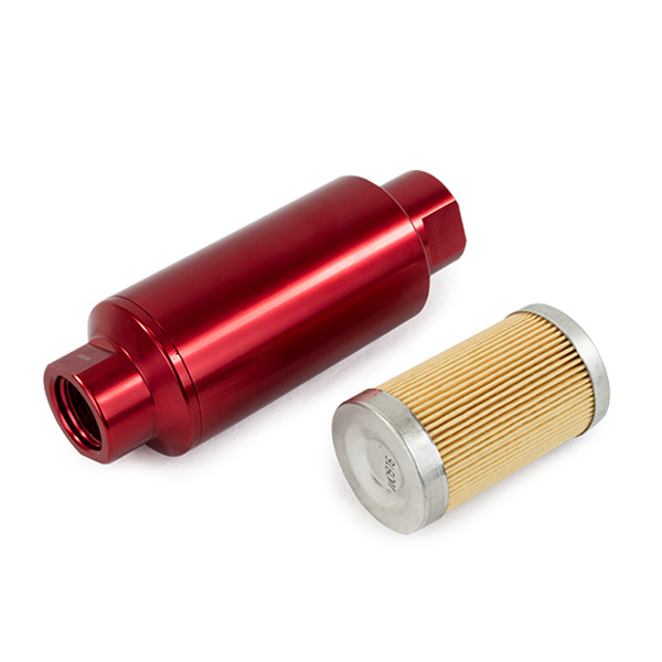 10 Micron Paper Fuel Filter with Red Aluminum Housing
