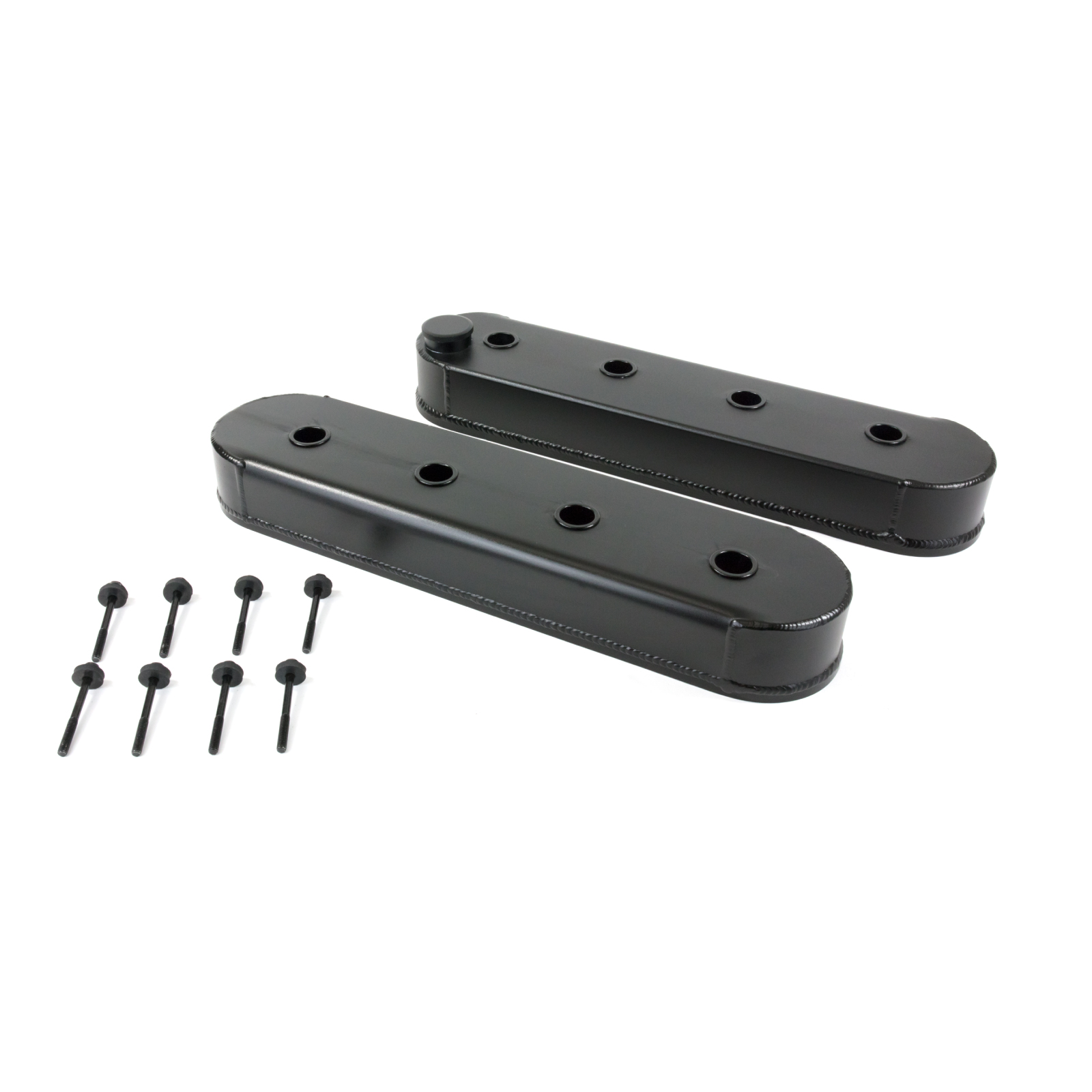 GM LSX V8 (4.8L-7.0L) Black Fabricated Aluminum Valve Covers without Coil Bracket Mounts