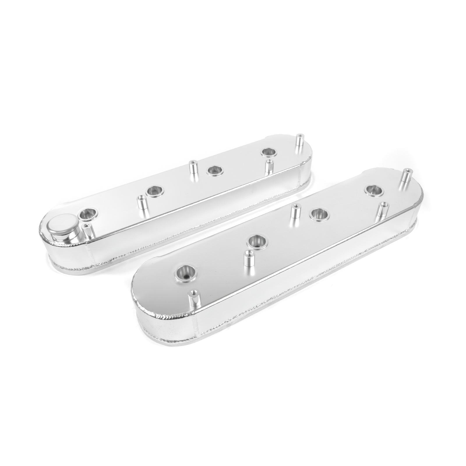 GM LSX V8 (4.8L-7.0L) Clear Anodized Fabricated Aluminum Valve Covers with Coil Bracket Mounts