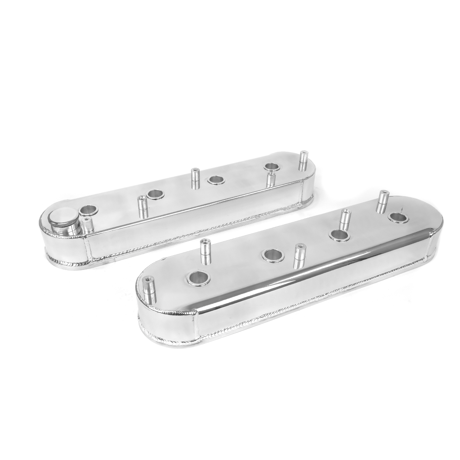 GM LSX V8 (4.8L-7.0L) Polished Fabricated Aluminum Valve Covers with Coil Bracket Mounts