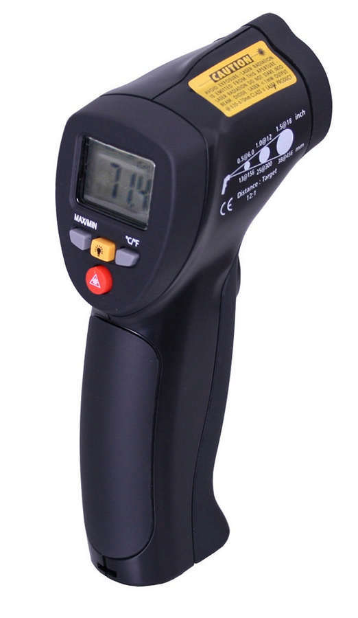 Pyrometer, Infrared Laser, 0-716 Degrees Fahrenheit, Carry Case Included, Each