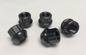 KAT-7167-BLK Titanium Lug Nuts, 12pt 14-1.5mm Carbon Black 14-1.5mm 12pt