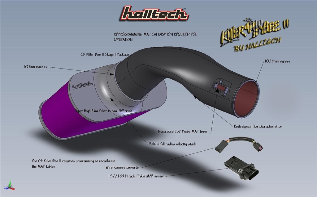 Halltech C5 Killer Bee II Air Intake System 2001-2004 C5 Corvette LS6/LS1 Conversion Package