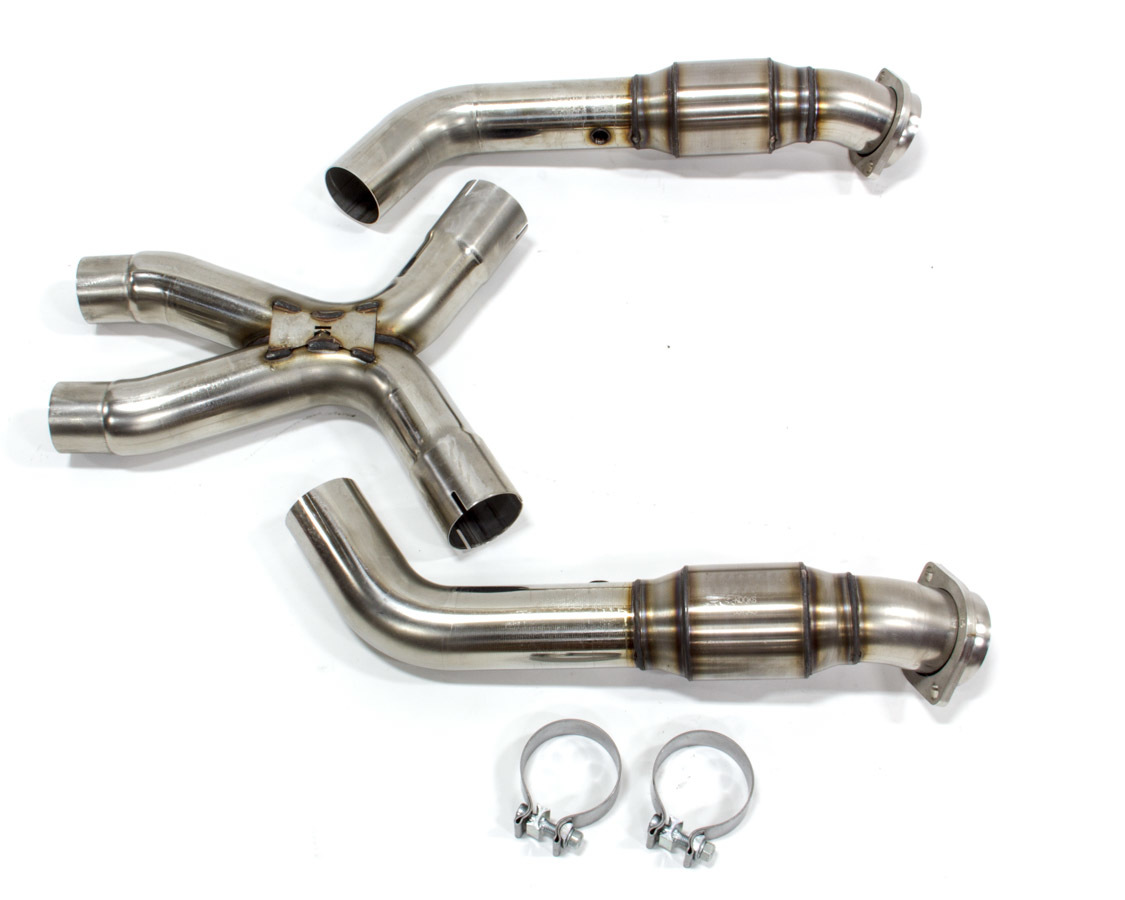 Kooks Exhaust X-Pipe, 3" Dia. Converters, Stainless, Natural, Ford Coyote, Ford Mustang 2011, Kit