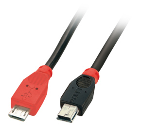 2 Meter USB OTG Cable Black Micro-B to Mini-B