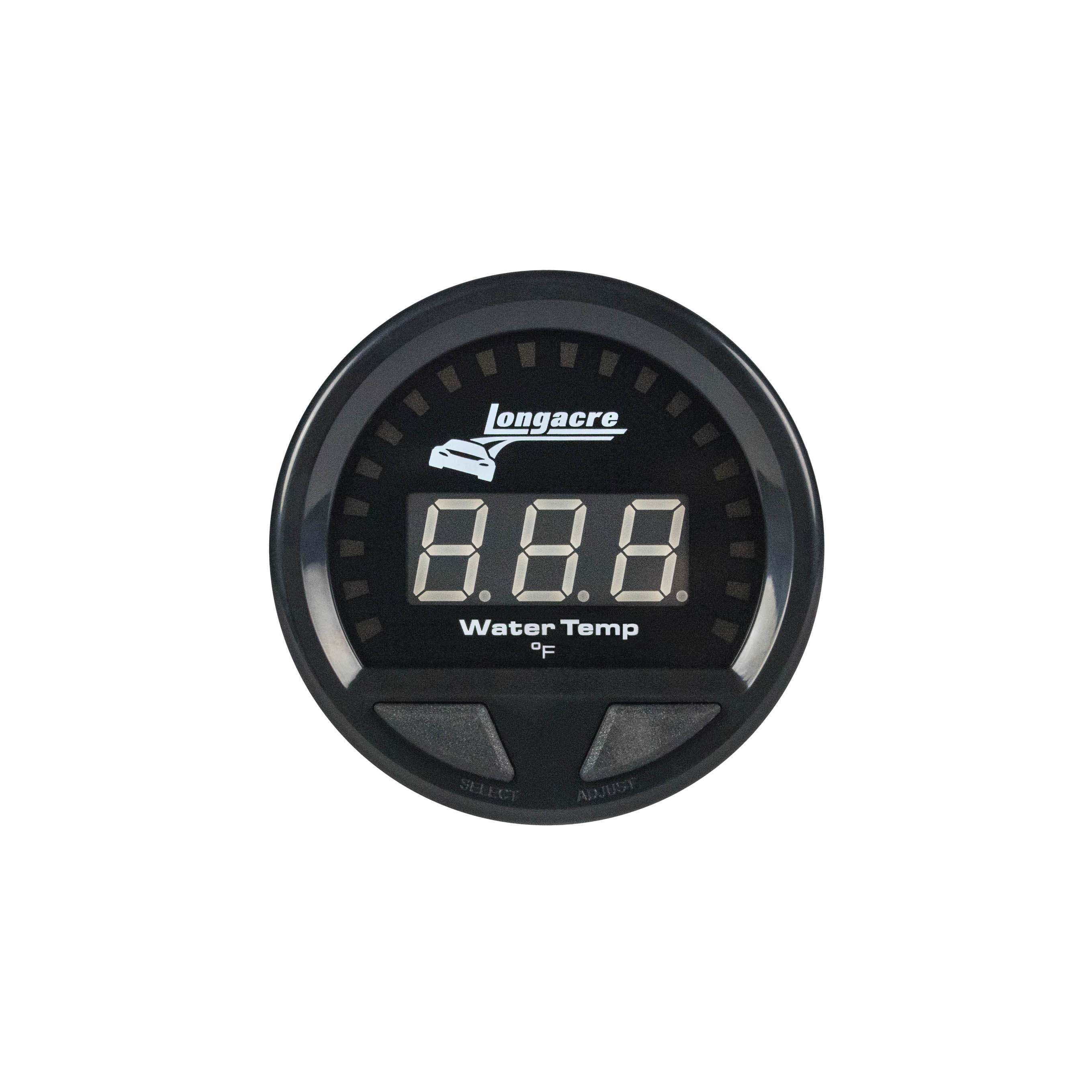 LONGACRE Water Temperature Gauge, Waterproof LED, 100-280 Degree F, Electric, LED, Warning Light, 2-5/8" Diameter, Blac