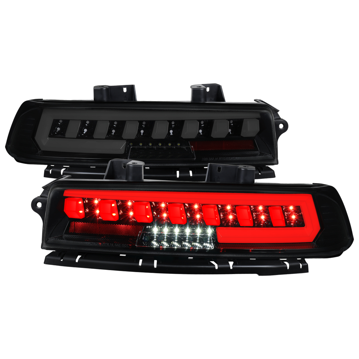 CHEVROLET CAMARO FULL LED TAIL LIGHT SEQUENTIAL SIGNAL/ GLOSSY BLACK HOUSING/ DARK SMOKE LENS