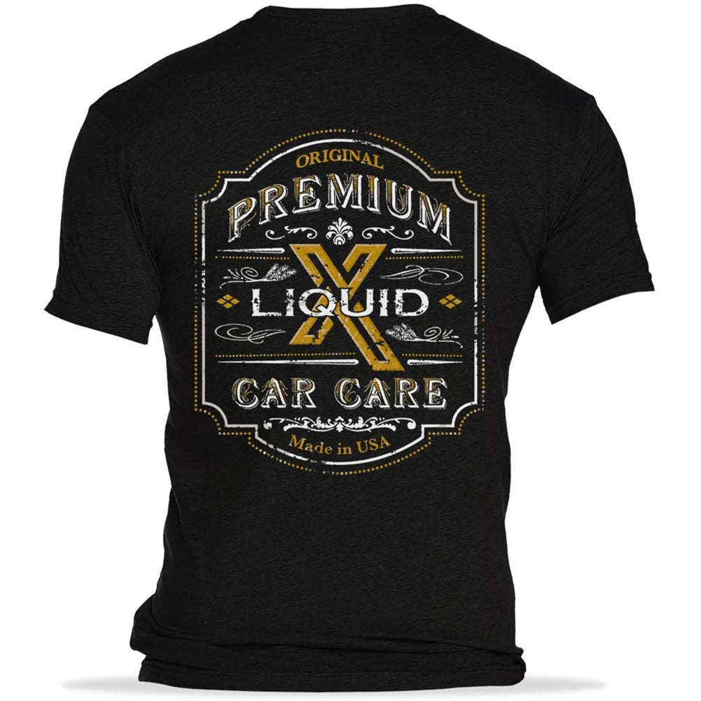 Liquid X Premium Car Care Rustic Label T-shirt, Black