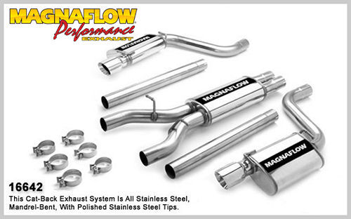 Magnaflow Exhaust System, Performance, Cat-Back, 2-1/2" Dia. 4" Tips, Stainless, Natural, Mopar Gen III Hemi, Mopar LX-B