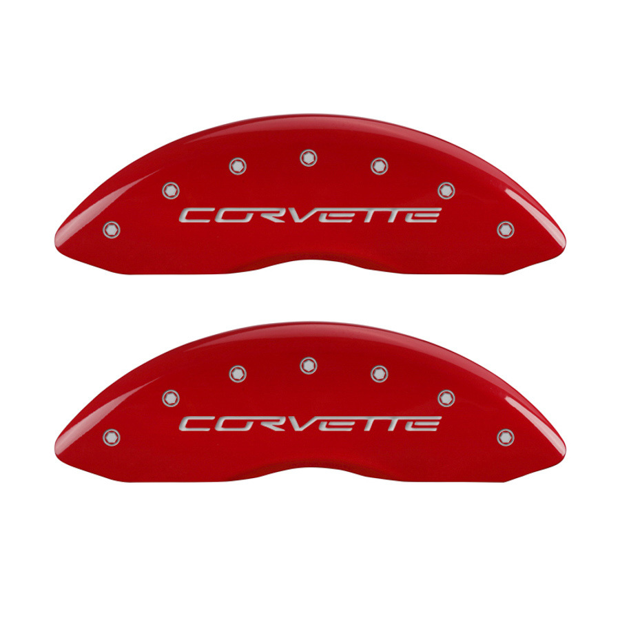 MGP Brake Caliper Cover, Corvette Logo, Aluminum, Red, ZO6, Chevy Corvette 2008-13, Set of 4