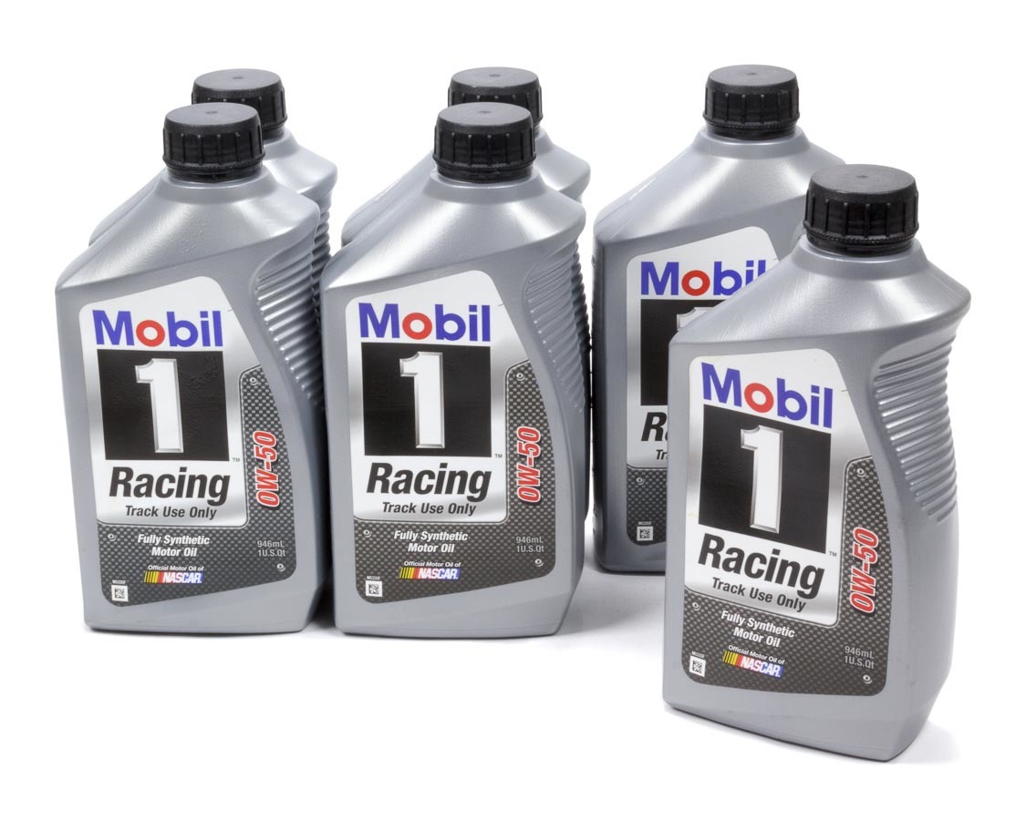 MOBIL 1 Motor Oil Racing 0W50 Synthetic 1 qt Bottle Set of 6