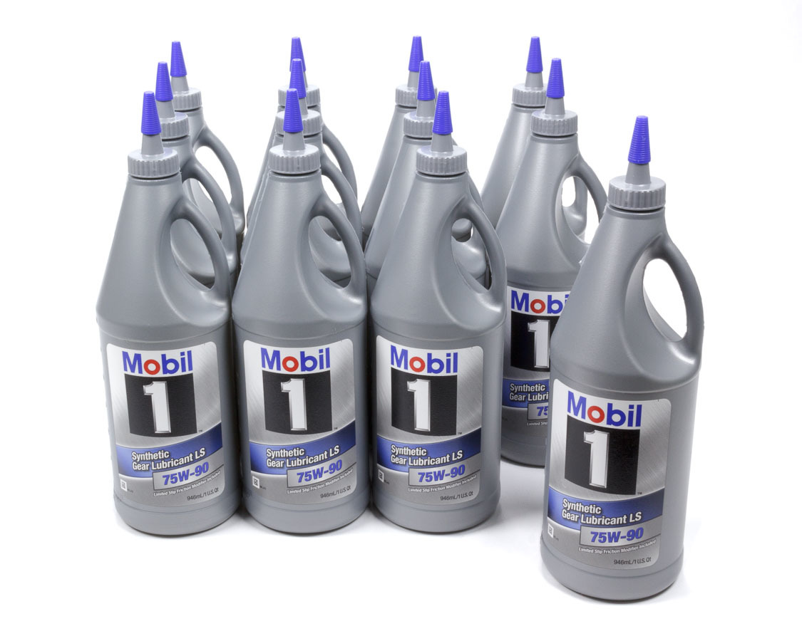 MOBIL 1 Gear Oil 75W90 Limited Slip Additive Synthetic 1 qt Bottle Set of 12