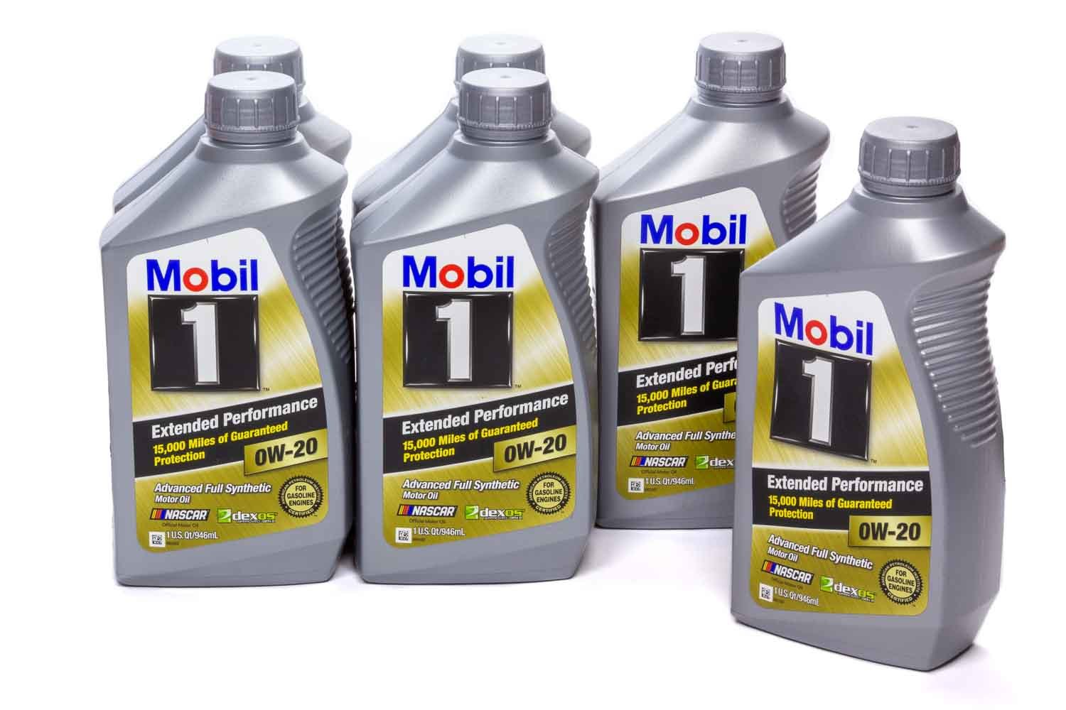 MOBIL 1 Motor Oil Extended Performance 0W20 Synthetic 1 qt Bottle Set of 6