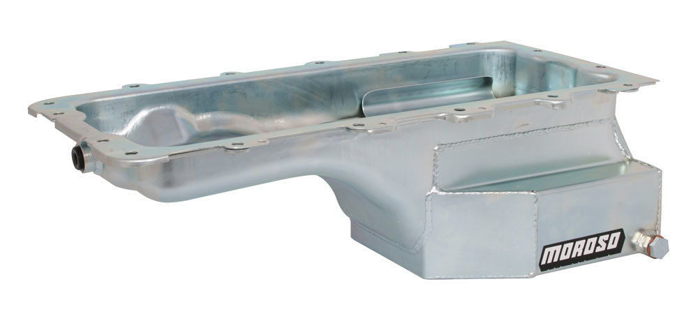 Moroso Engine Oil Pan, Street/Strip, Rear Sump, 7 qt, 6-1/2" Deep, Steel, Zinc Oxide, Ford Modular, Each