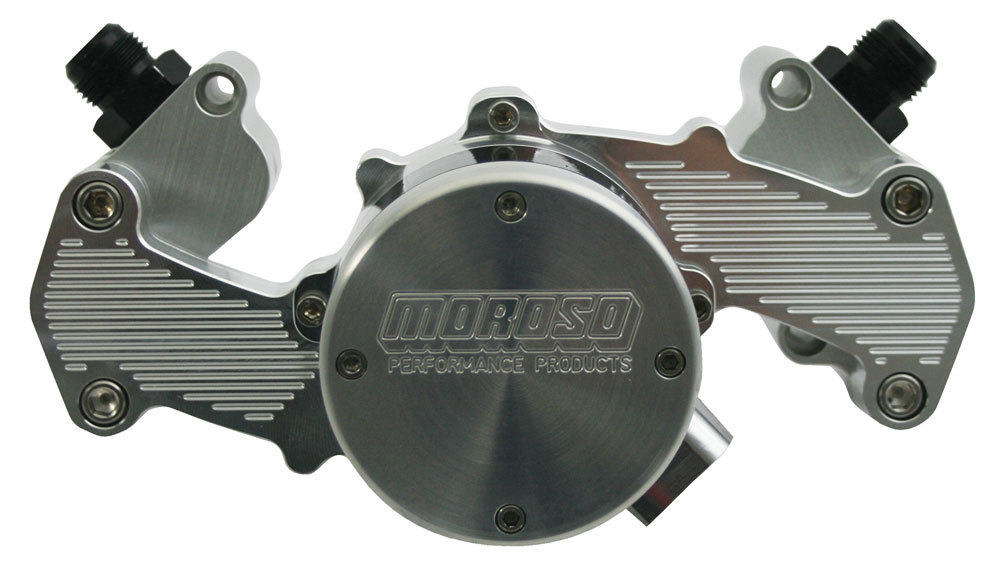 Moroso Water Pump, Electric, High Flow, Light Weight, 1" NPT Female Inlet Port, 6.375" Height, Billet Aluminum, Clear