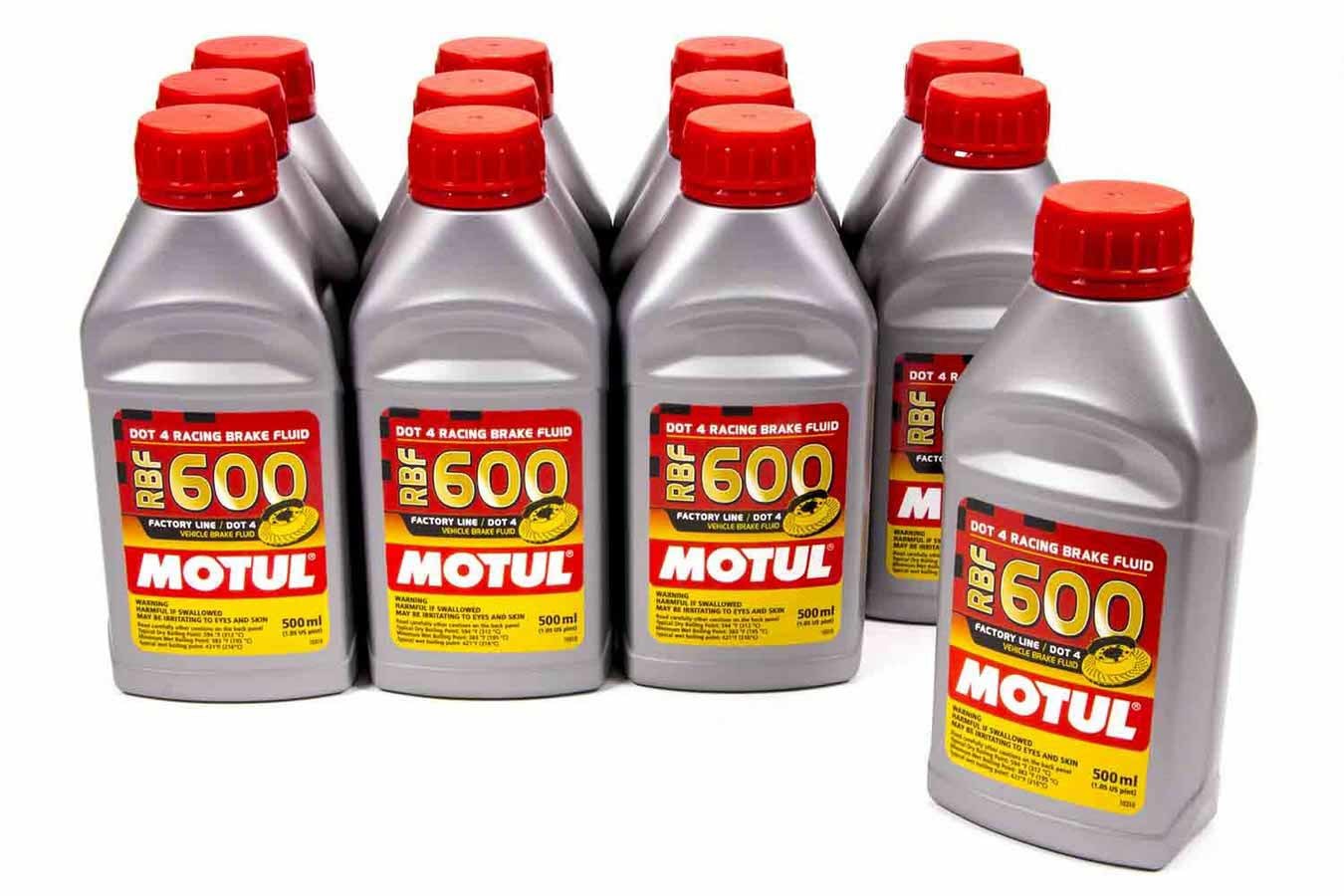 Motul RBF 600 Racing Brake Fluid Corvette and Others, Factory Line, DOT 4, Synthetic, 500 ml, Set of 12