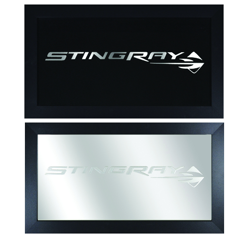 C7 Corvette Stingray Framed Etched Mirror with Corvette Stingray logo