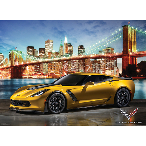 C7 Corvette Z06 1,000 Piece Jigsaw Puzzle, Cityscape w/Yellow Z06