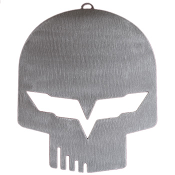 Corvette Jake "Skull" C6 Emblem Holiday Ornament, Brushed Steel