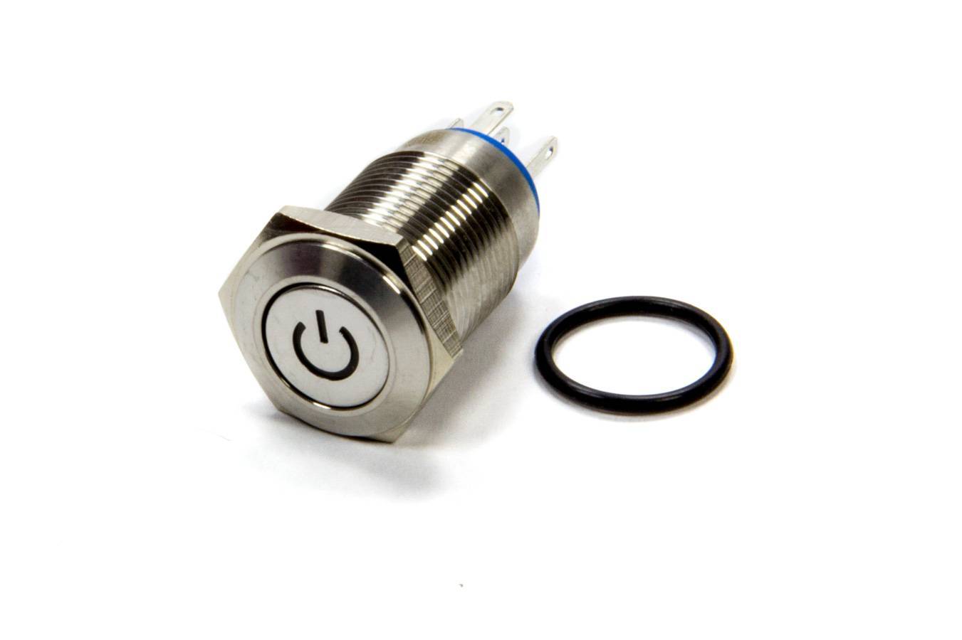 Oracle Push Button Switch,  LED Flush,  Momentary,  Lighted Power Symbol,  3 amp,  12V,  Nickel,  Each