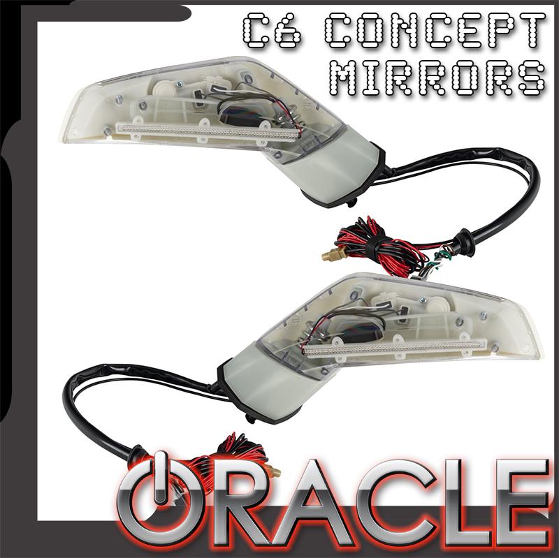 ORACLE C6 Corvette 97-13 Concept Side Mirrors, Pair, LED Lighted, C7 Style with NO XM Radio